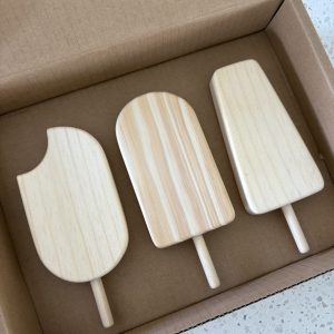 Handmade wooden ice cream trio